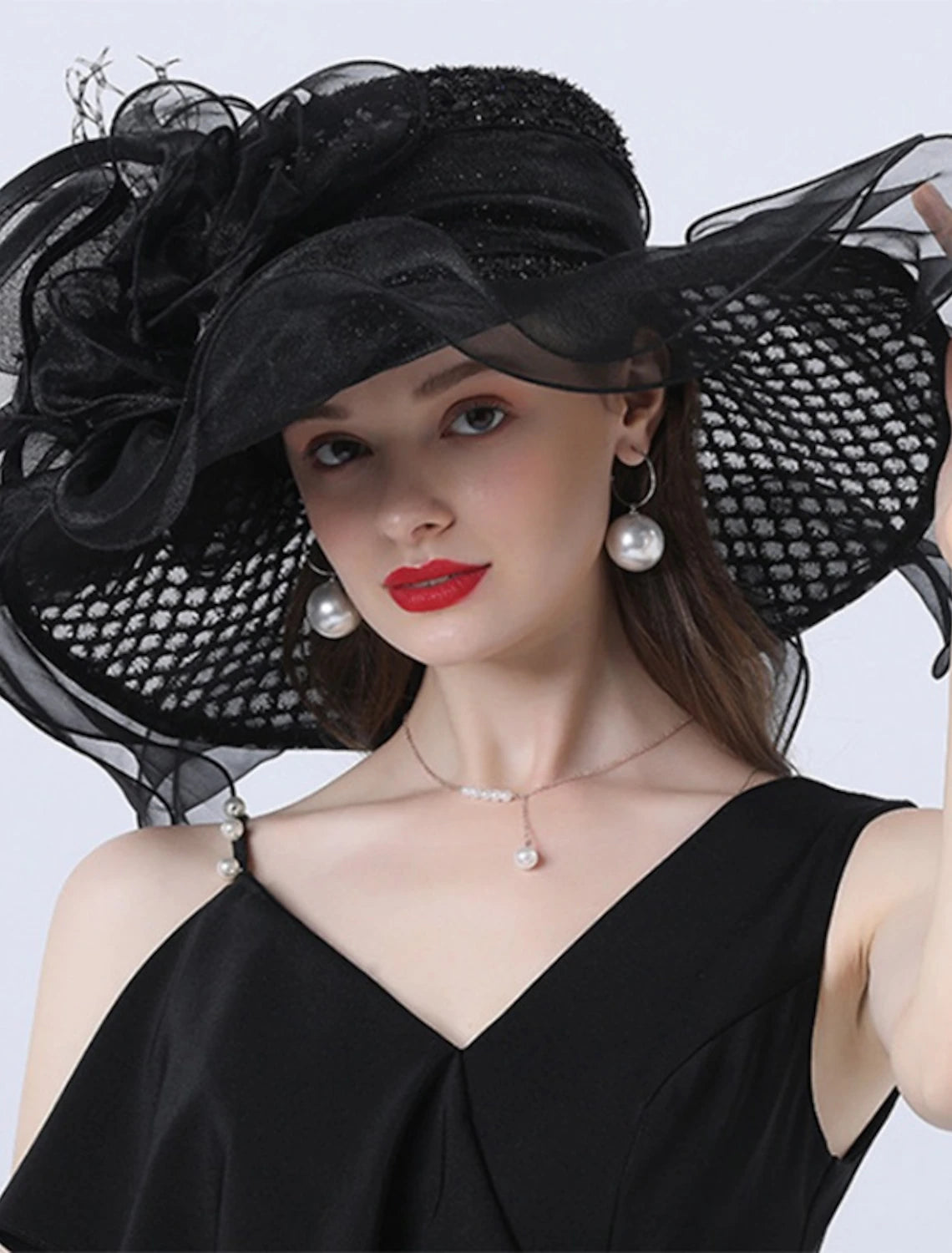 AerbaDress Hats Headwear Tulle Organza Bucket Hat Straw Hat Sun Hat Wedding Outdoor Horse Race Ladies Day Melbourne Cup Fashion Vintage Style With Bowknot Flower Headpiece Headwear