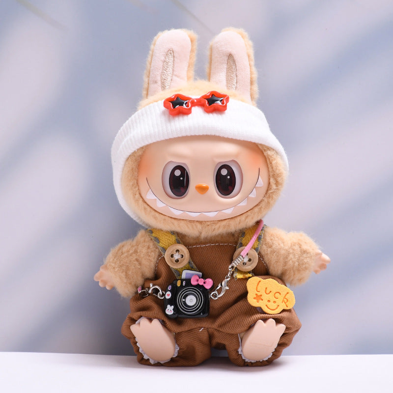 Handmade Labubu set can be paired with Labubu V1 Macaron and V2 seat lucky overalls set+camera (excluding dolls)