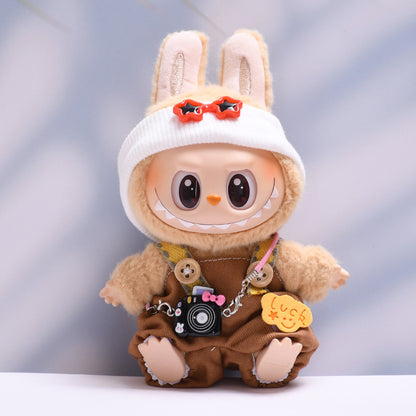 Handmade Labubu set can be paired with Labubu V1 Macaron and V2 seat lucky overalls set+camera (excluding dolls)