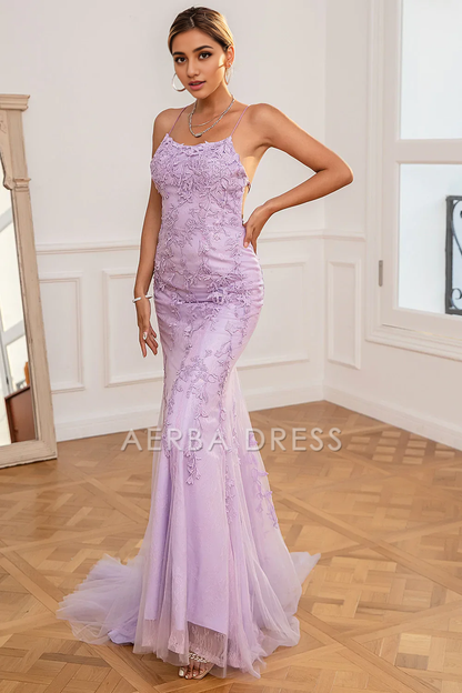 AERBA DRESS Formal Wear Dresses Charming Mermaid Spaghetti Strap Backless Long With Exquisite Appliques Prom Dress