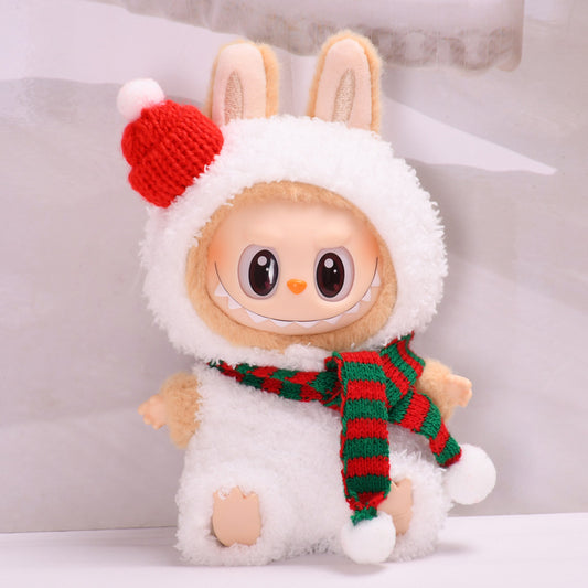 Handmade Labubu set can be paired with Labubu V1 Macaron and V2 seats to create a white snowman three piece Labubu doll outfit (excluding dolls)