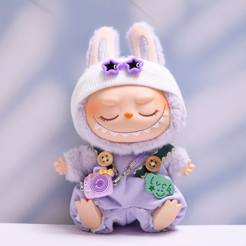 Handmade Labubu set can be paired with Labubu V1 Macaron and V2 seat lucky overalls set+camera (excluding dolls)