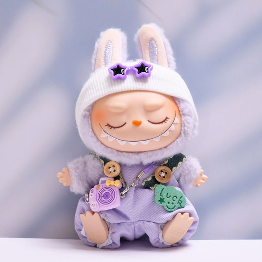 Handmade Labubu set can be paired with Labubu V1 Macaron and V2 seat lucky overalls set+camera (excluding dolls)