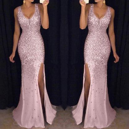 AerbaDress Wedding Guest Dresses Prom Dresses Sequin Prom Evening Bridesmaid V Neck Formal Dresses