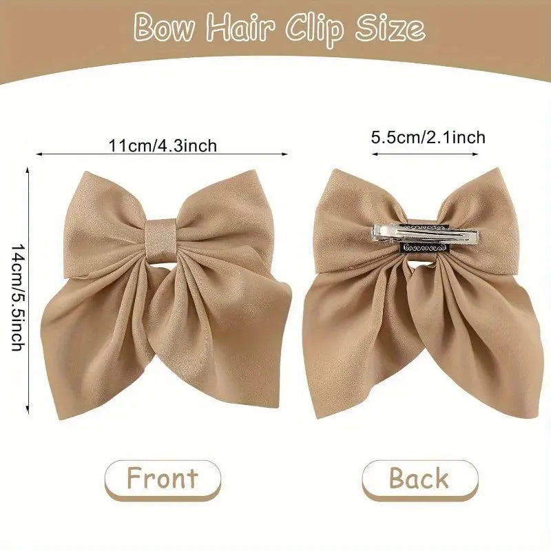 Aerba 10-Piece Elegant Solid Color Bow Hair Clips For Women - Handmade Soft Fabric, Perfect For Styling