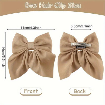 Aerba 10-Piece Elegant Solid Color Bow Hair Clips For Women - Handmade Soft Fabric, Perfect For Styling