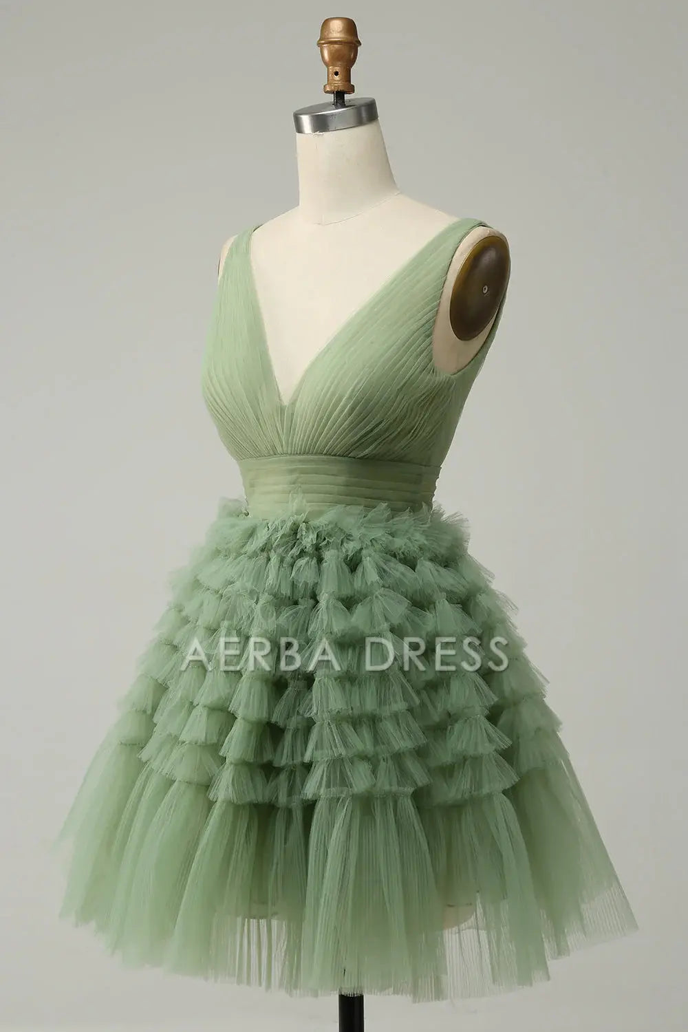 AERBA DRESS Formal Wear Dresses Tulle V-Neck Pleated Fashion Short Prom Dress