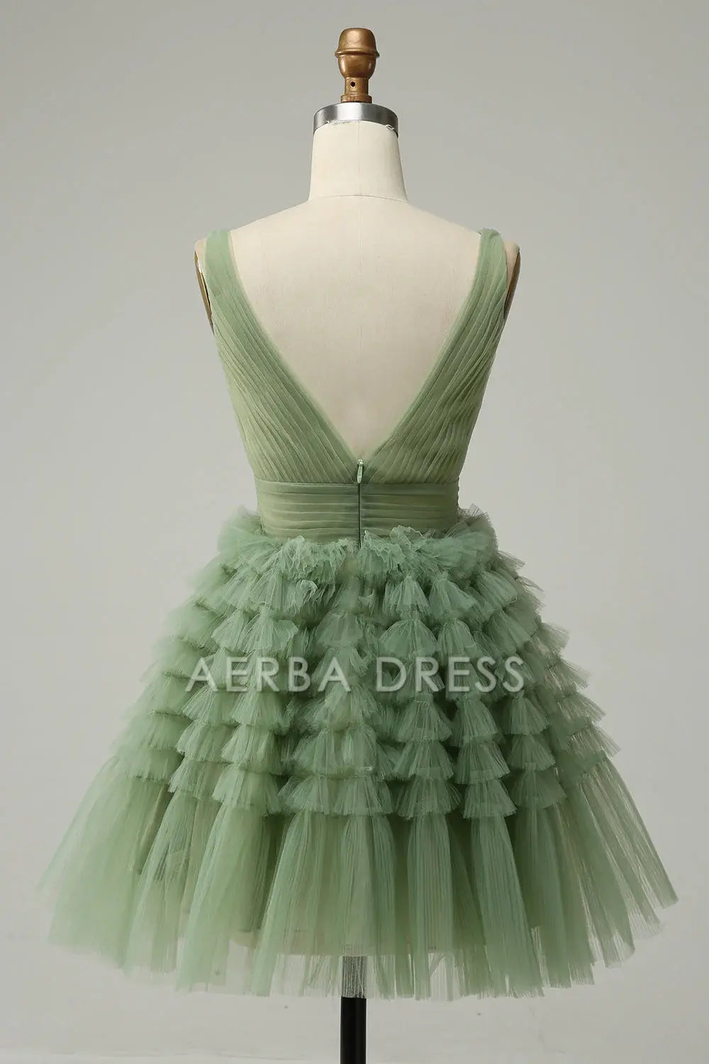 AERBA DRESS Formal Wear Dresses Tulle V-Neck Pleated Fashion Short Prom Dress