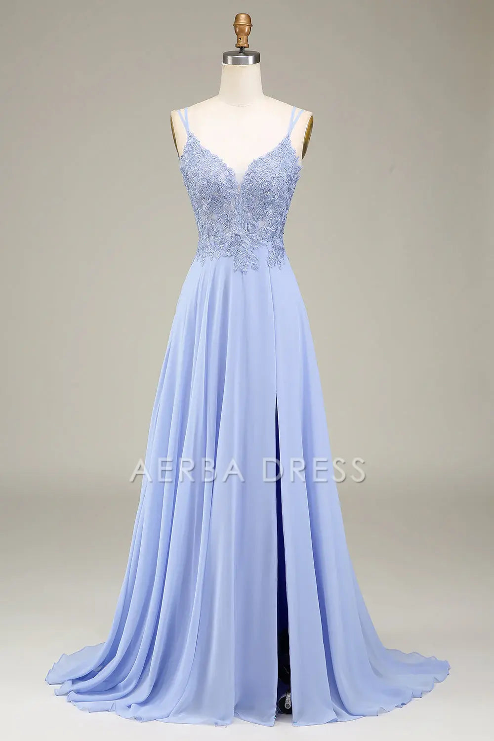 AERBA DRESS Formal Wear Dresses A-Line Spaghetti Strap Backless Side Fork With Appliques Long Prom Dress