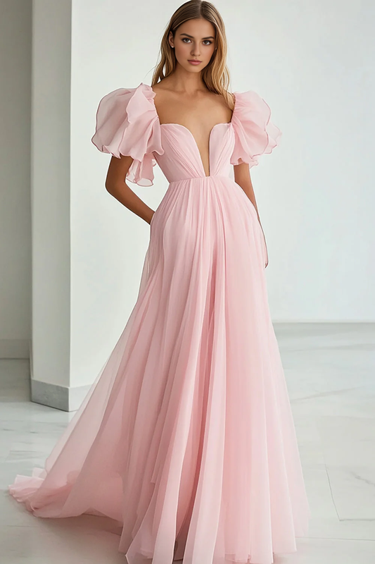 AERBA DRESS Formal Wear Dresses Deep V-Neck A Line Fantastic Flowing Sleeves Long Romantic Prom Dress