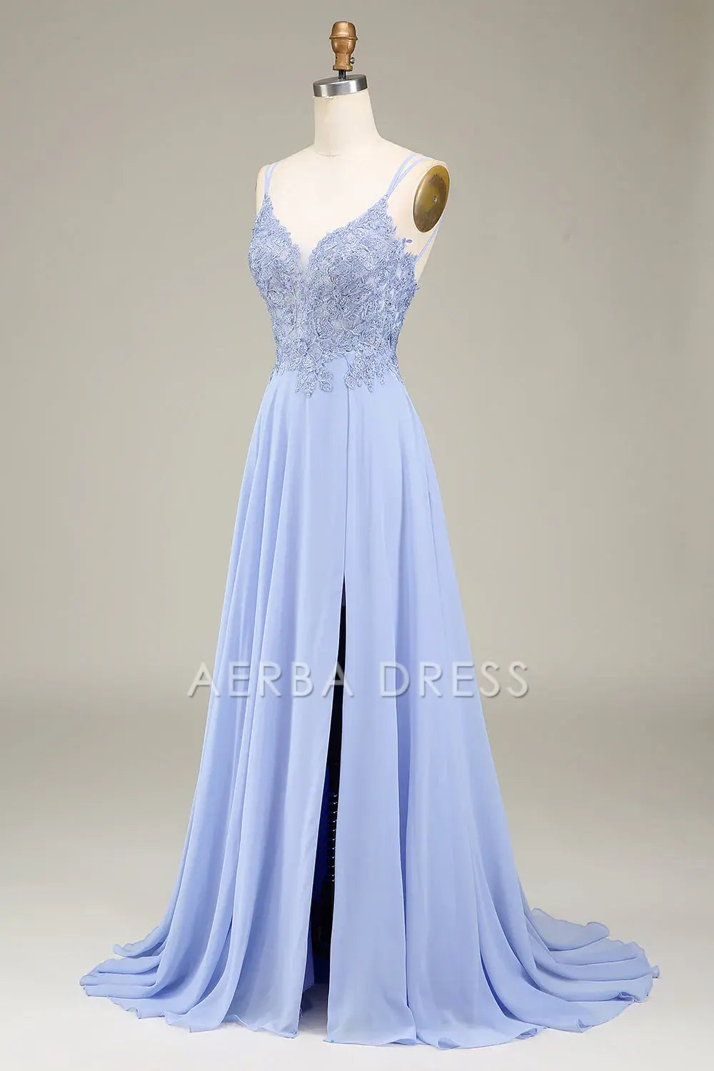 AERBA DRESS Formal Wear Dresses A-Line Spaghetti Strap Backless Side Fork With Appliques Long Prom Dress