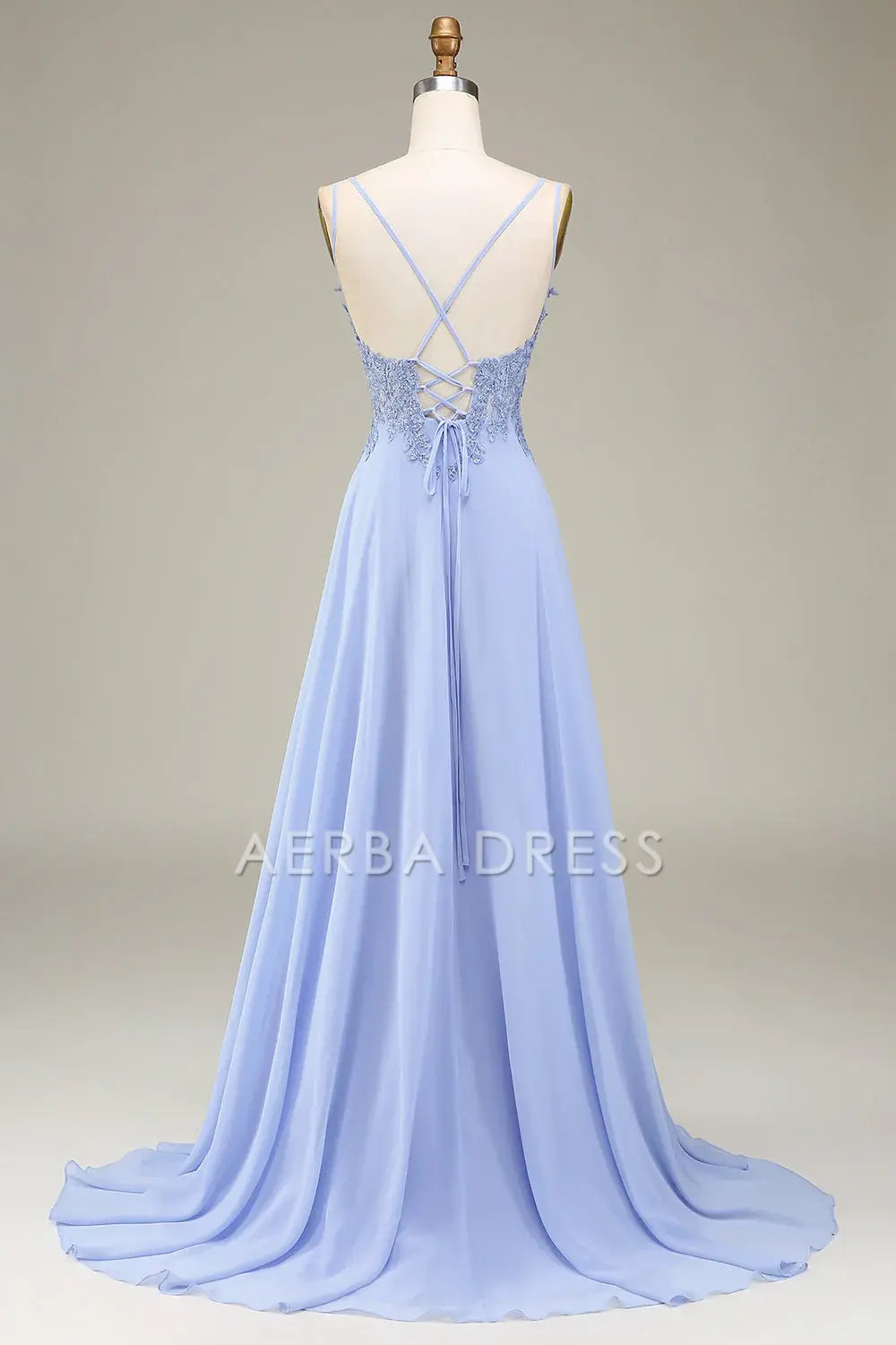 AERBA DRESS Formal Wear Dresses A-Line Spaghetti Strap Backless Side Fork With Appliques Long Prom Dress