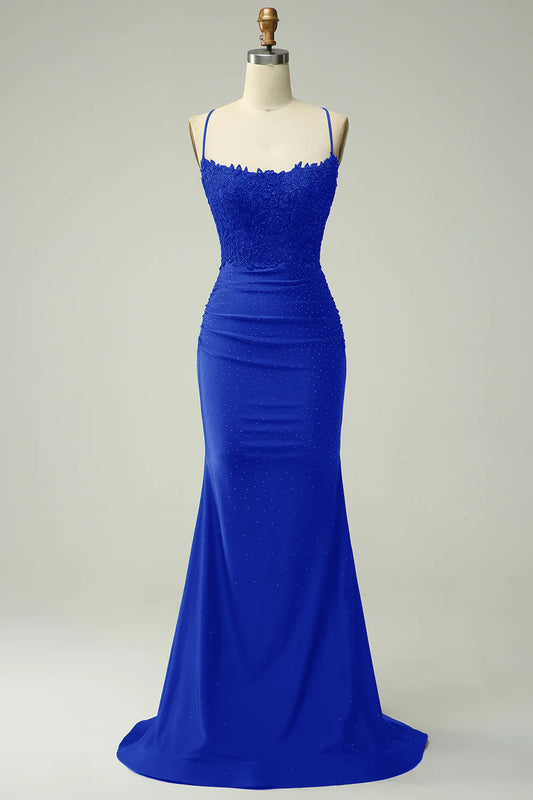 Aerba Dresses Mermaid Halter  Long Prom Dress with Appliques Beading