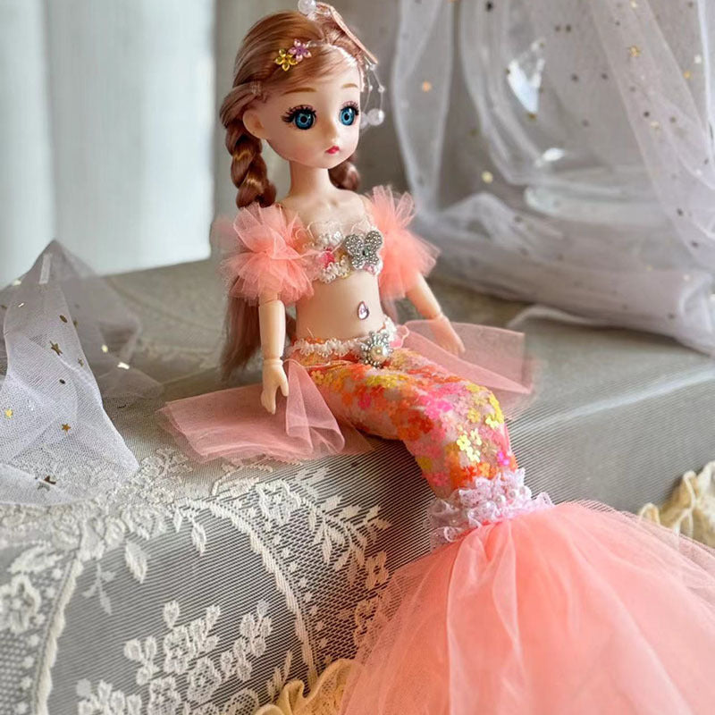Dress up music Ariel mermaid princess doll 12 inch girl and children's play toy gift box set