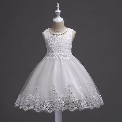 AERBA DRESS Wedding Flower Girl Dresses Lace Applique Dimensional Floral Pearl Embellished Children Evening Dress