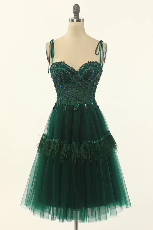 AerbaDress Green Beading Tulle Prom Dress