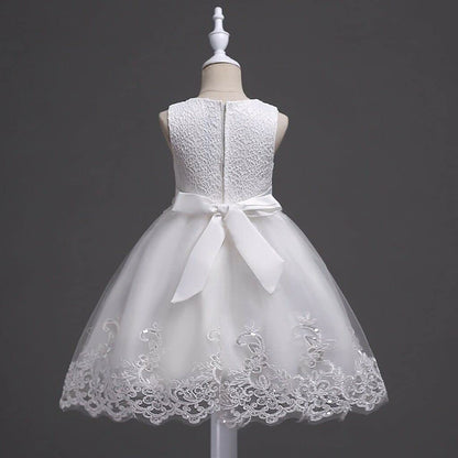 AERBA DRESS Wedding Flower Girl Dresses Lace Applique Dimensional Floral Pearl Embellished Children Evening Dress