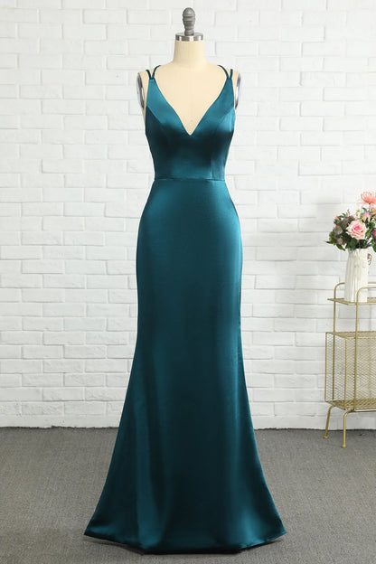 AERBA DRESS Formal Wear Dresses Elegant Mermaid Deep V Neck Backless Simple Long Prom Dress