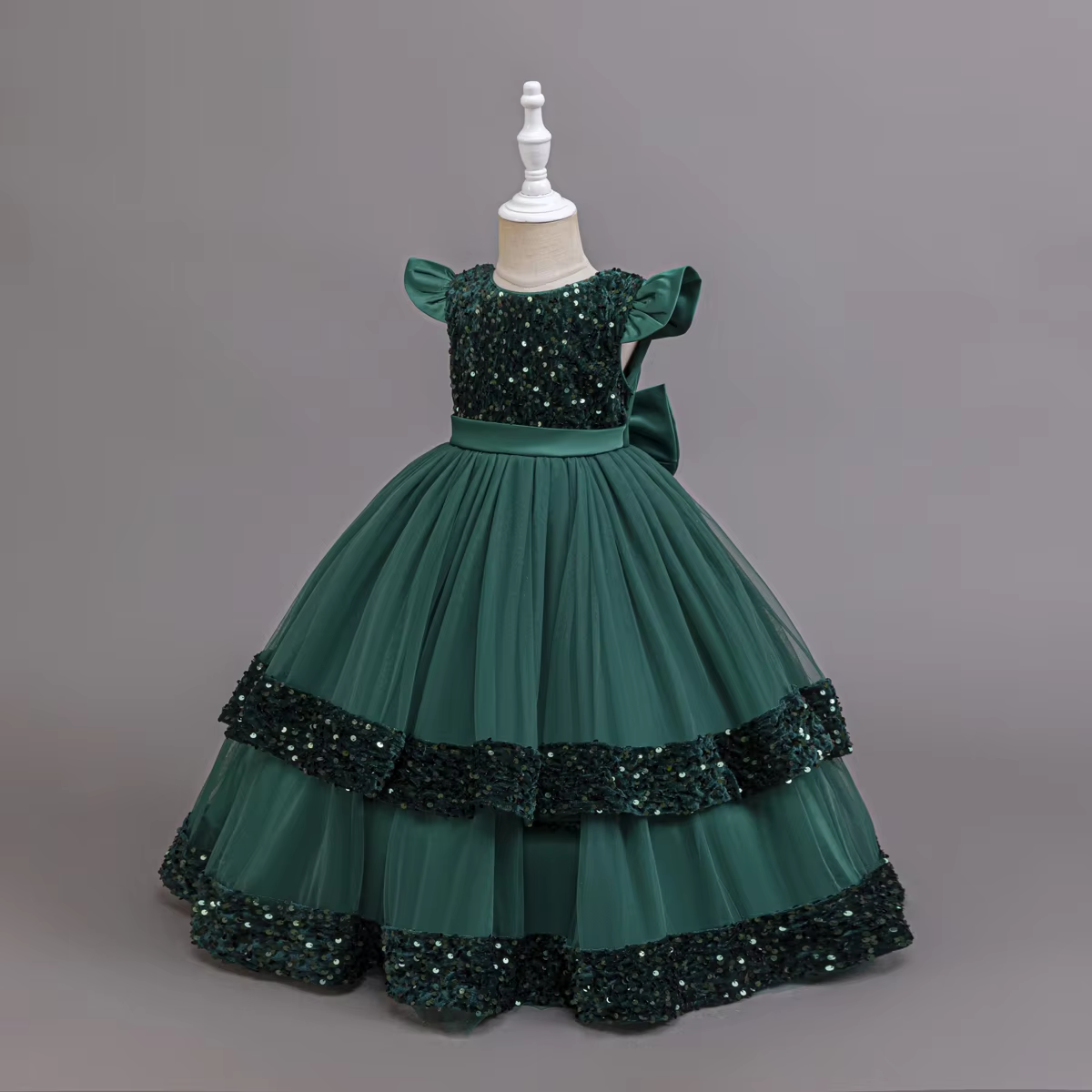 AERBA DRESS Wedding Flower Girl Dress New Elegant Girl Sequined Princess Dress Girl Graduation Party Prom Evening Dress