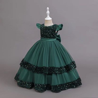 AERBA DRESS Wedding Flower Girl Dress New Elegant Girl Sequined Princess Dress Girl Graduation Party Prom Evening Dress