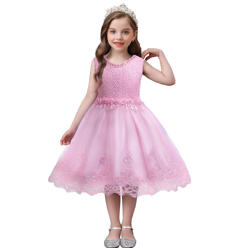 AERBA DRESS Wedding Flower Girl Dresses Lace Applique Dimensional Floral Pearl Embellished Children Evening Dress