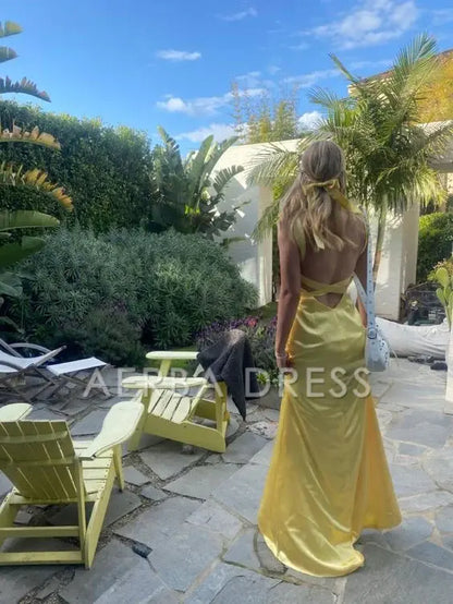 AERBA DRESS Prom Dress Satin Mermaid Sheath Sleeveless Backless Elegant Hot Sale Formal Wear Dresses