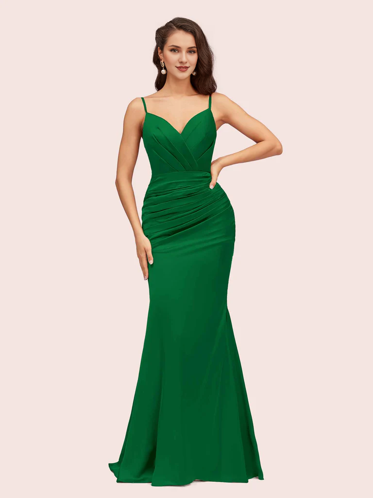 AerbaDress Bridesmaid Dresses Mermaid Spaghetti Straps Soft Satin Online