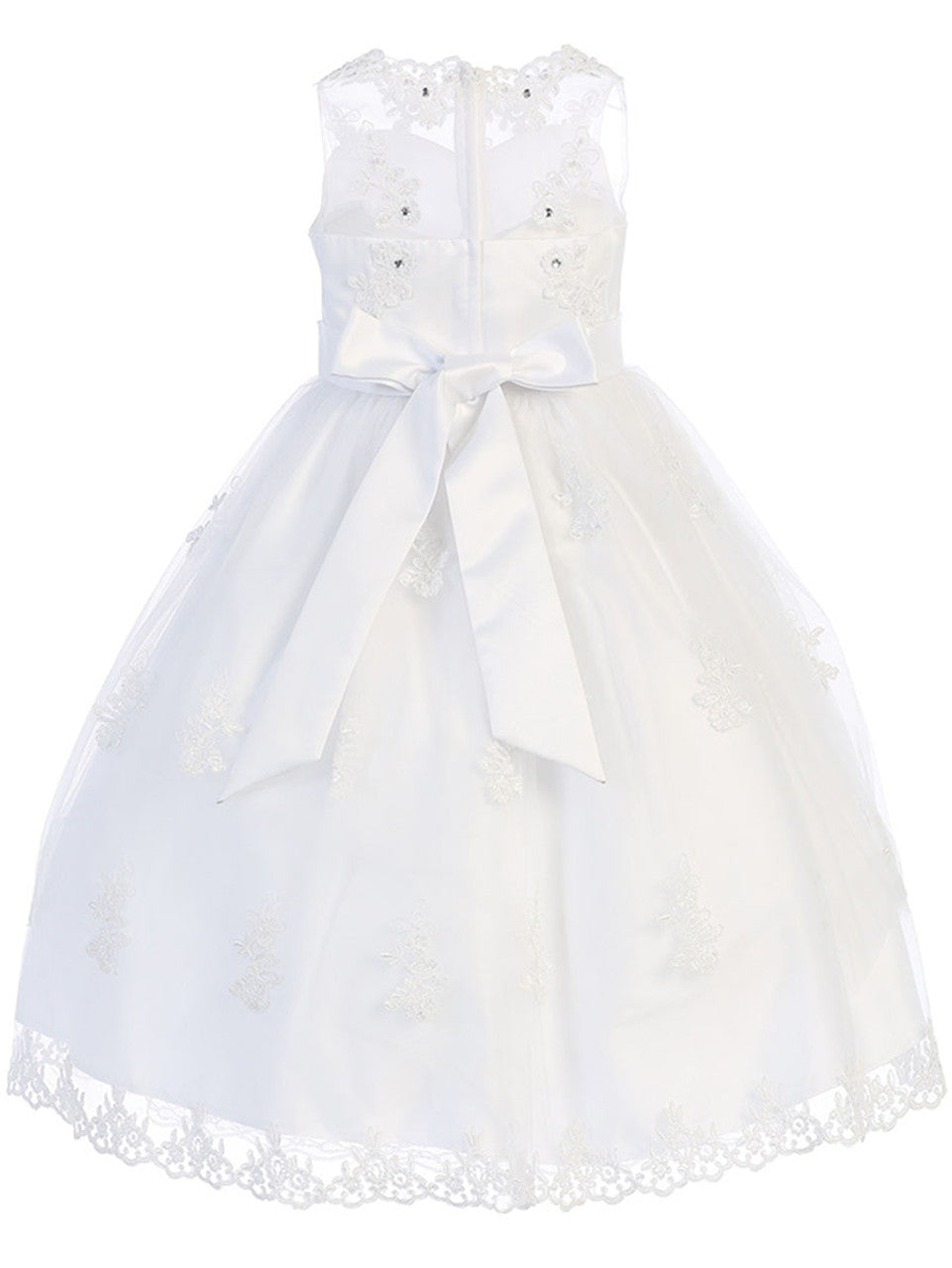 AERBA DRESS Wedding Flower Girl Dresses Sleeveless Sweetheart Illusion Neckline Lace Applique Organza Communion Dress