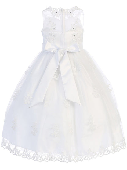 AERBA DRESS Wedding Flower Girl Dresses Sleeveless Sweetheart Illusion Neckline Lace Applique Organza Communion Dress