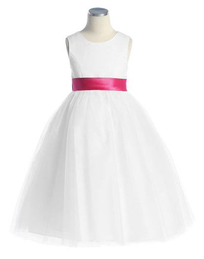 AERBA DRESS Wedding Flower Girl Dresses Sleeveless Satin Bodice Tulle Dress Bow Sash princess Dress