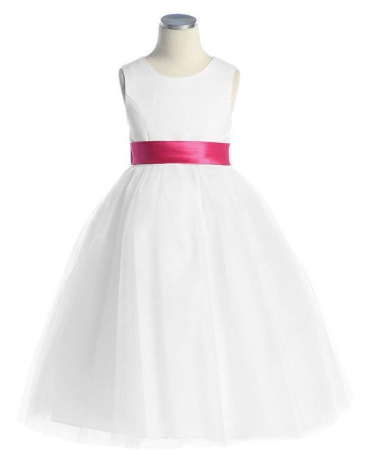 AERBA DRESS Wedding Flower Girl Dresses Sleeveless Satin Bodice Tulle Dress Bow Sash princess Dress
