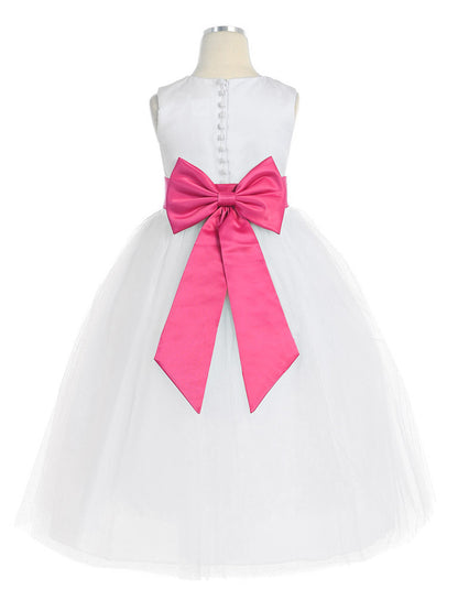 AERBA DRESS Wedding Flower Girl Dresses Sleeveless Satin Bodice Tulle Dress Bow Sash princess Dress