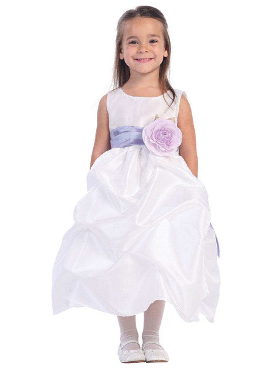 AERBA DRESS Wedding Flower Girl Dresses Round Neck Blossom Sleeveless Girls Gathered Taffeta Dress