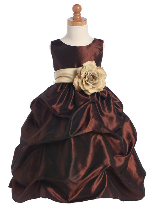AERBA DRESS Wedding Flower Girl Dresses Round Neck Blossom Sleeveless Girls Gathered Taffeta Dress