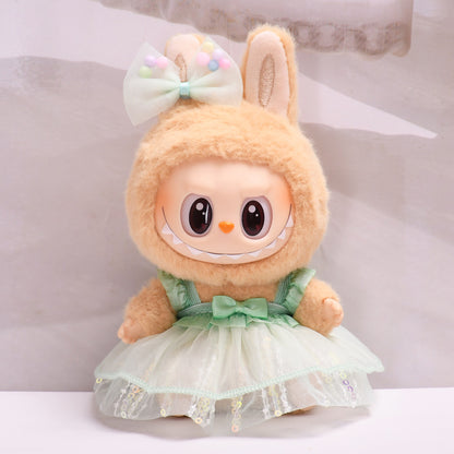 Handmade Labubu sets can be paired with Labubu V1 Macaron and V2 seat vinyl blind box pendants Labubu seating party clothes sequins yarn skirts and cute ragcloth (excluding dolls)