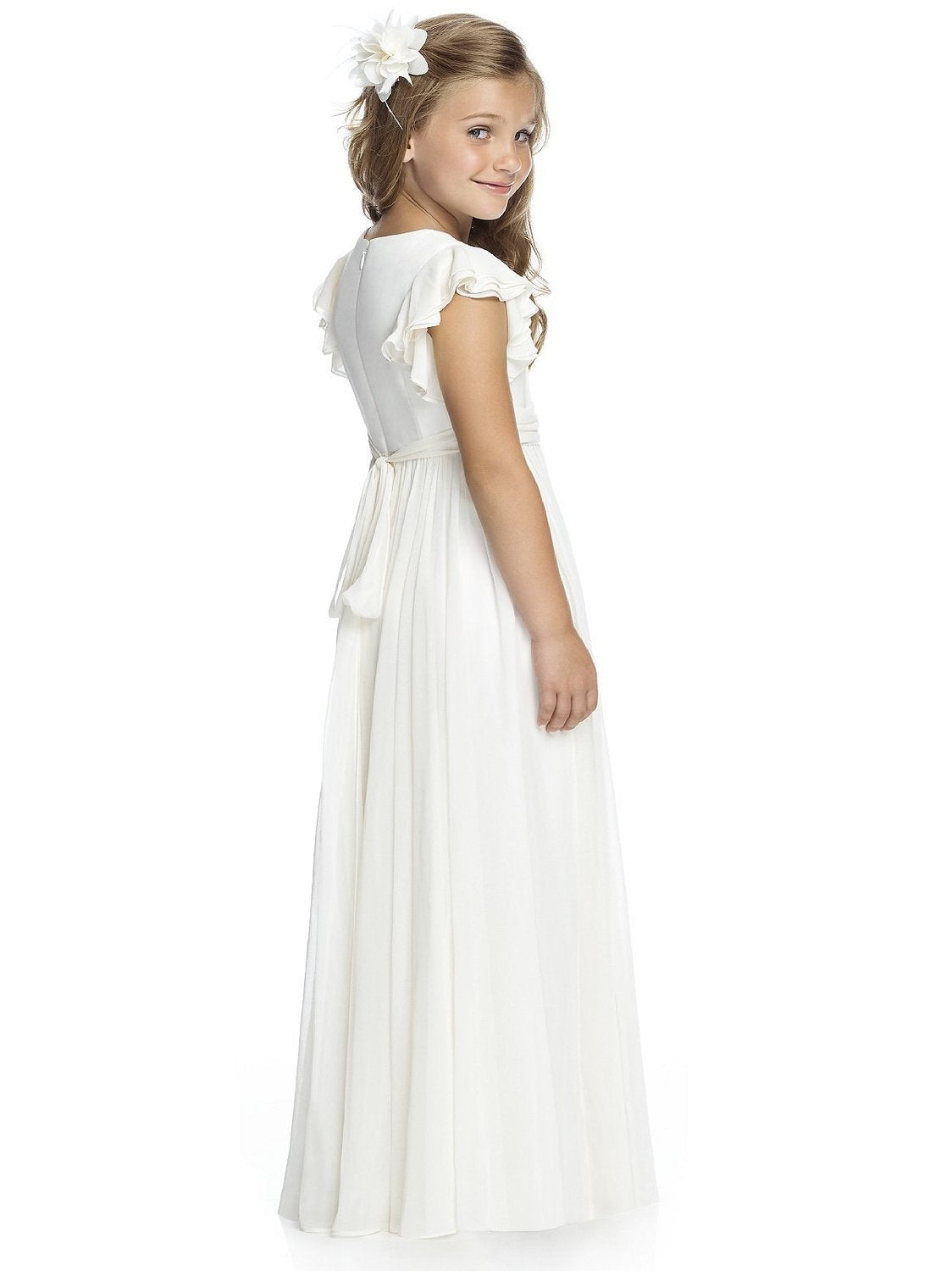 AERBA DRESS Wedding Flower Girl Dresses Pleated Chiffon Flutter Sleeves Junior Bridesmaid Dress