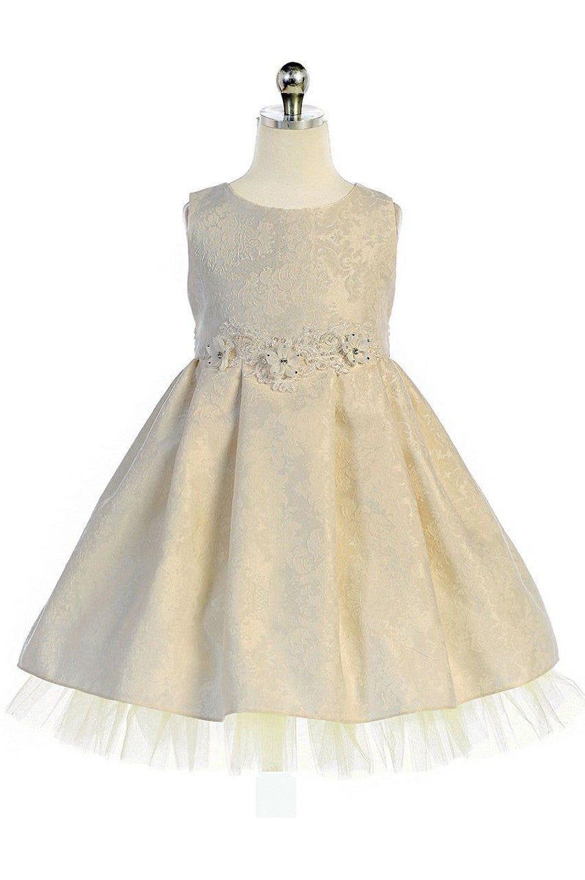AERBA DRESS Wedding Flower Girl Dresses Round Neck Sleeveless Lace Applique Girls Dress
