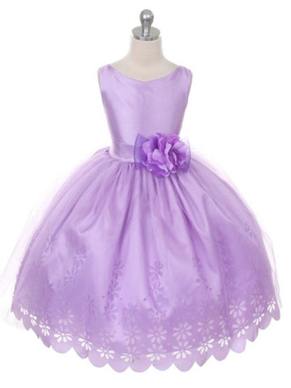 AERBA DRESS Wedding Flower Girl Dresses Round Neck Sleeveless Floral Mesh Veneer Girls Princess Dress