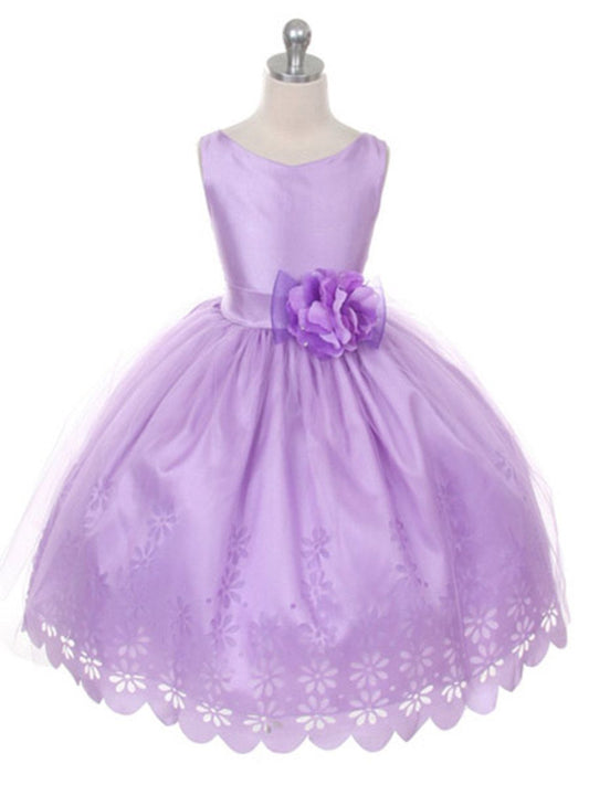 AERBA DRESS Wedding Flower Girl Dresses Round Neck Sleeveless Floral Mesh Veneer Girls Princess Dress