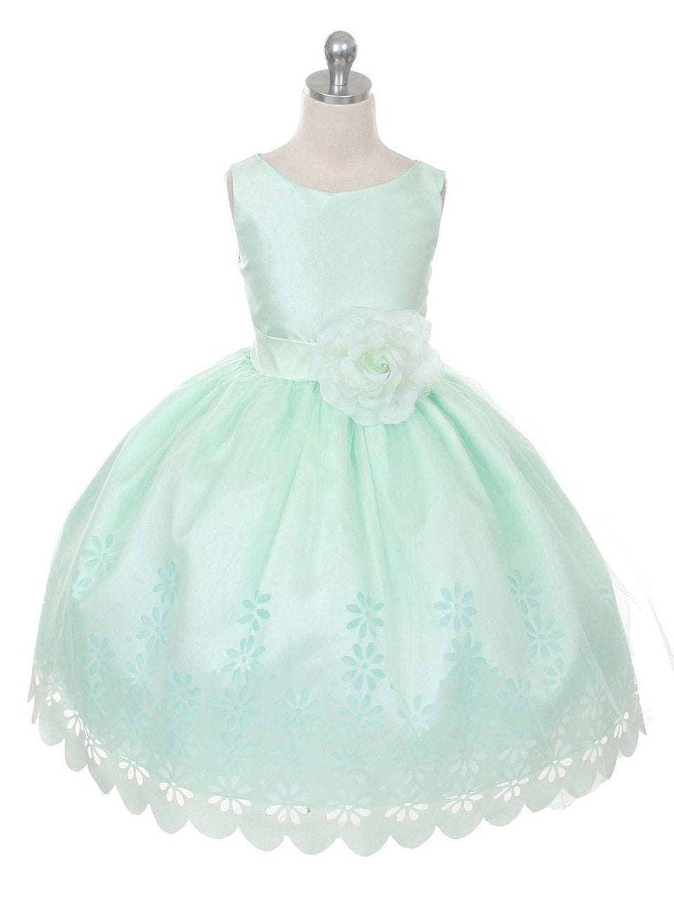 AERBA DRESS Wedding Flower Girl Dresses Round Neck Sleeveless Floral Mesh Veneer Girls Princess Dress