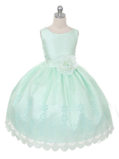 AERBA DRESS Wedding Flower Girl Dresses Round Neck Sleeveless Floral Mesh Veneer Girls Princess Dress