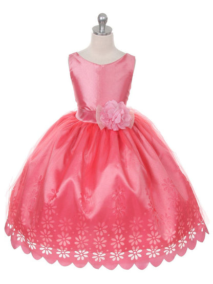 AERBA DRESS Wedding Flower Girl Dresses Round Neck Sleeveless Floral Mesh Veneer Girls Princess Dress