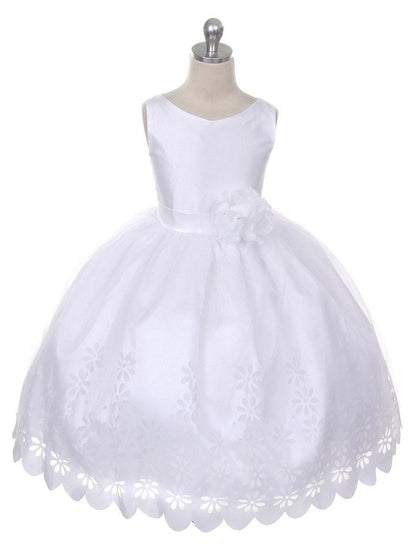 AERBA DRESS Wedding Flower Girl Dresses Round Neck Sleeveless Floral Mesh Veneer Girls Princess Dress