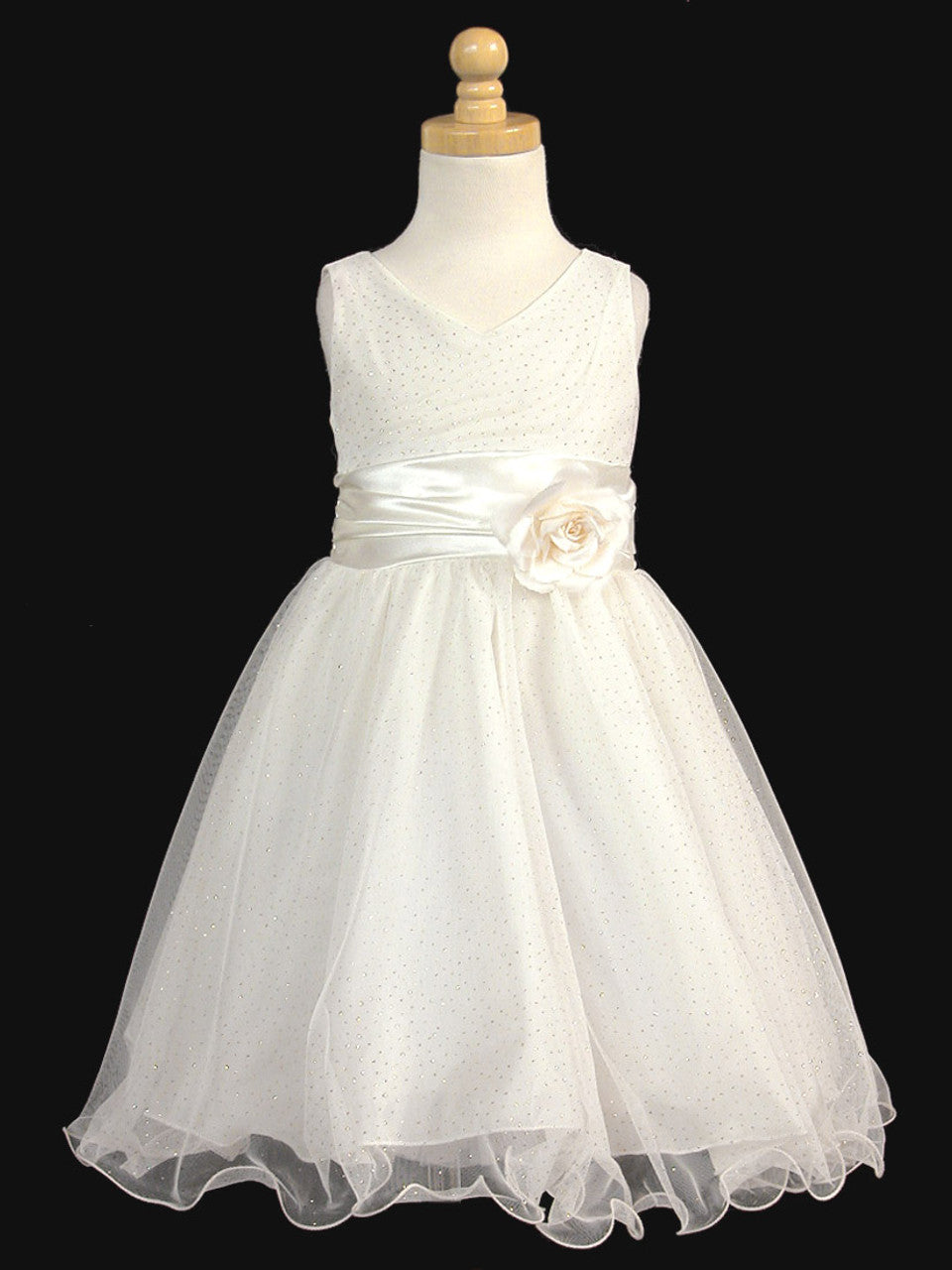 AERBA DRESS Wedding Flower Girl Dresses A Line V neck sleeveless Glittered Charmeuse Waist Flower Girls Princess Dress