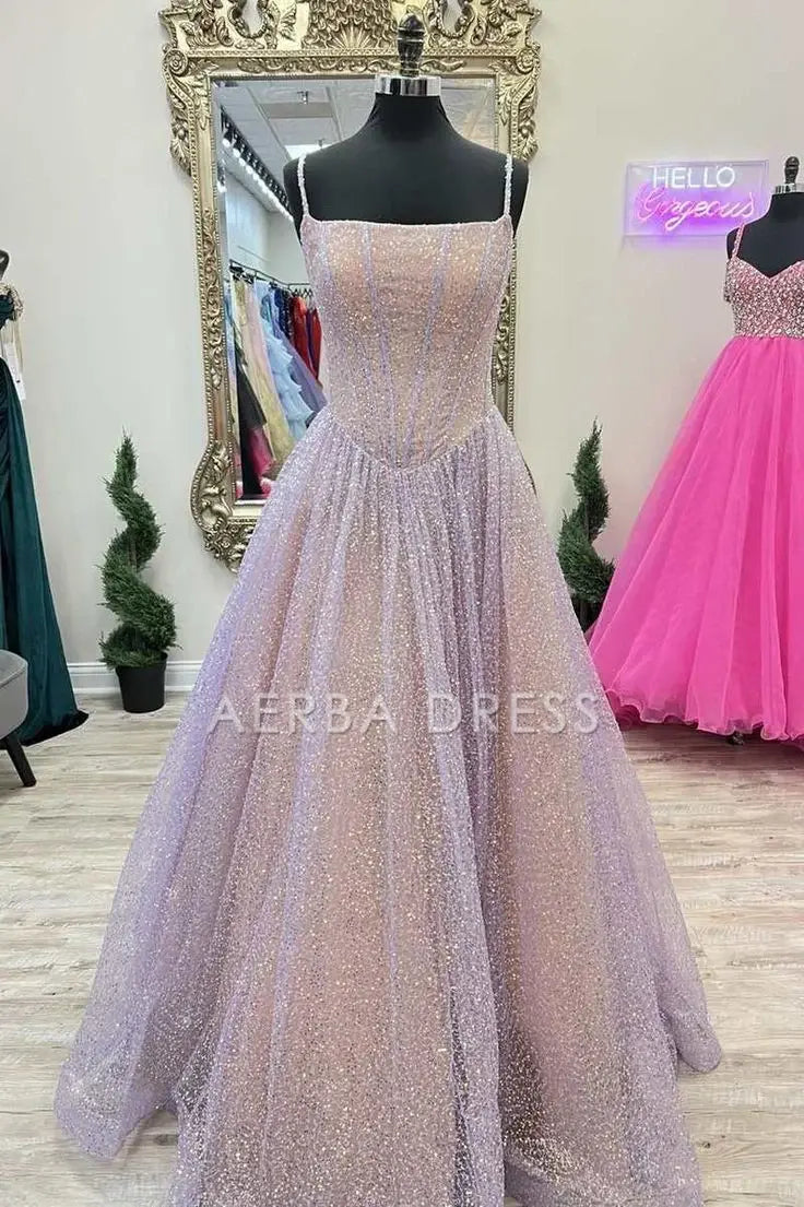AERBA DRESS Prom Dress A-Line Spaghetti Strap Sequins Youthful High Quality Formal Wear Dresses