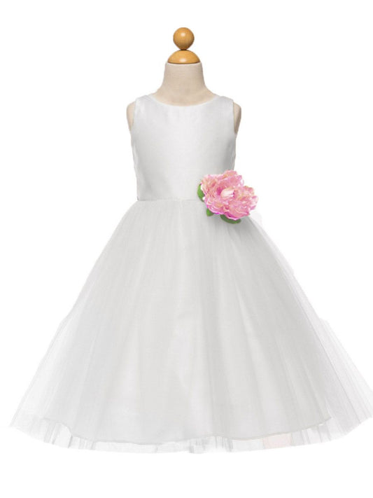 AERBA DRESS Wedding Flower Girl Dresses Satin Tulle Flower Bow Dress Girls Princess Dress