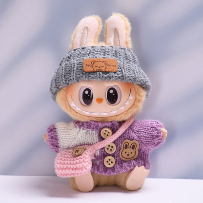 Handmade Labubu Outfit Sweater Hat Bag Three Piece Set (not including dolls)