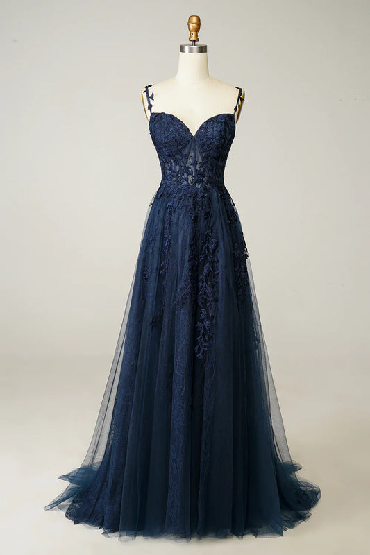Aerba Dresses  A Line Spaghetti Straps Prom Dress with Appliques