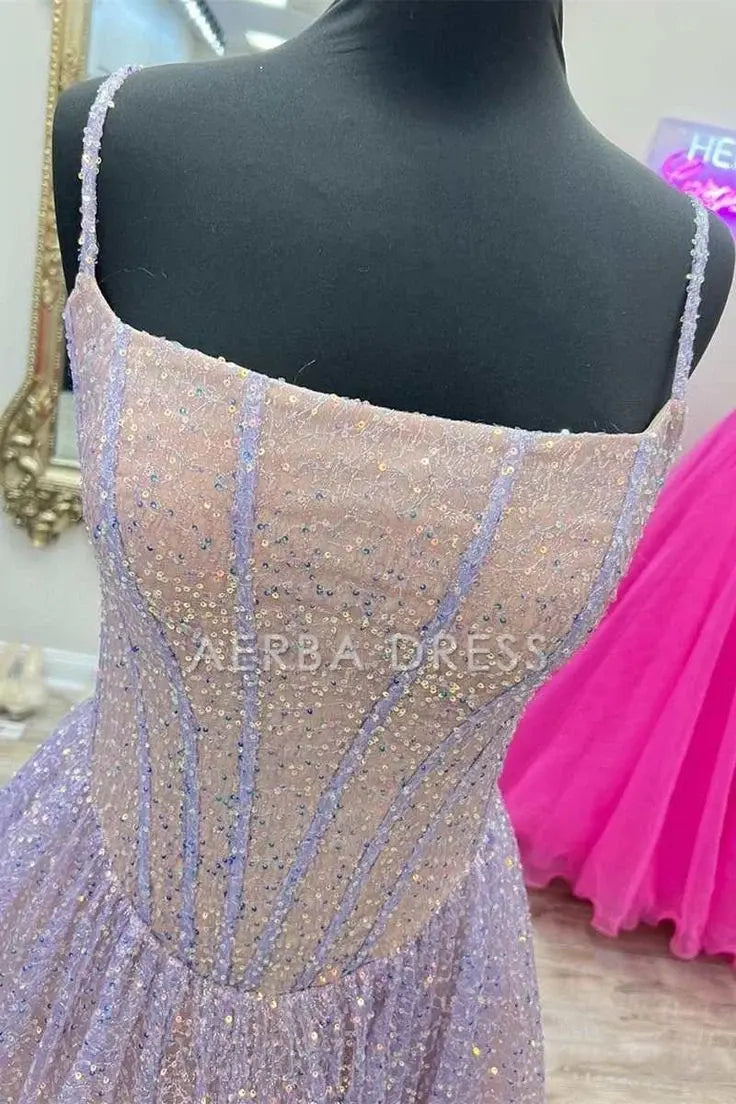 AERBA DRESS Prom Dress A-Line Spaghetti Strap Sequins Youthful High Quality Formal Wear Dresses