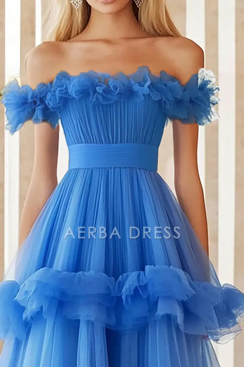 AERBA DRESS Formal Wear Dresses Fashion A Line Off The Shoulder Tulle Ruffles Atmosphere Long Prom Dress